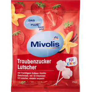 Декстроза Mivolis на палочке со вкусом клубники и ванили