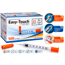 Шприц Easy Touch (3мл на 8мм 31G 5/16"), 100 шт.