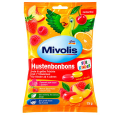 Фруктові льодяники без цукру для дітей Mivolis Hustenbons für Kinder, 75 г (27 шт.)
