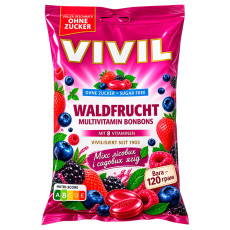Льодяники Vivil Waldfrucht Bonbons Лісова ягода Без цукру 120g