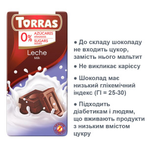 Шоколад молочний Torras leche milk 75g