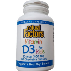 Витамин D3 Natural Factors со вкусом клубники 10 мкг (400 МЕ)
