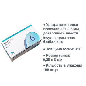 Иглы Novofine Новофайн 6 мм 31G - 100шт