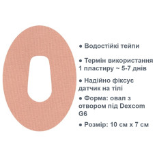Тейп овал с отверстием под Dexcom G6