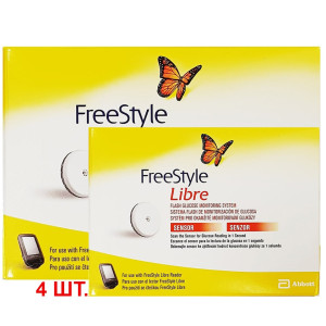 Сенсор FreeStyle Libre 1 для мониторинга уровня глюкозы (4 штуки)