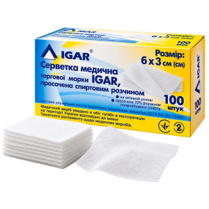 Серветка спиртова IGAR 6х3 см (100 штук)