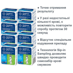 Тест-смужки Contour plus, 8 упаковок по 50 штук